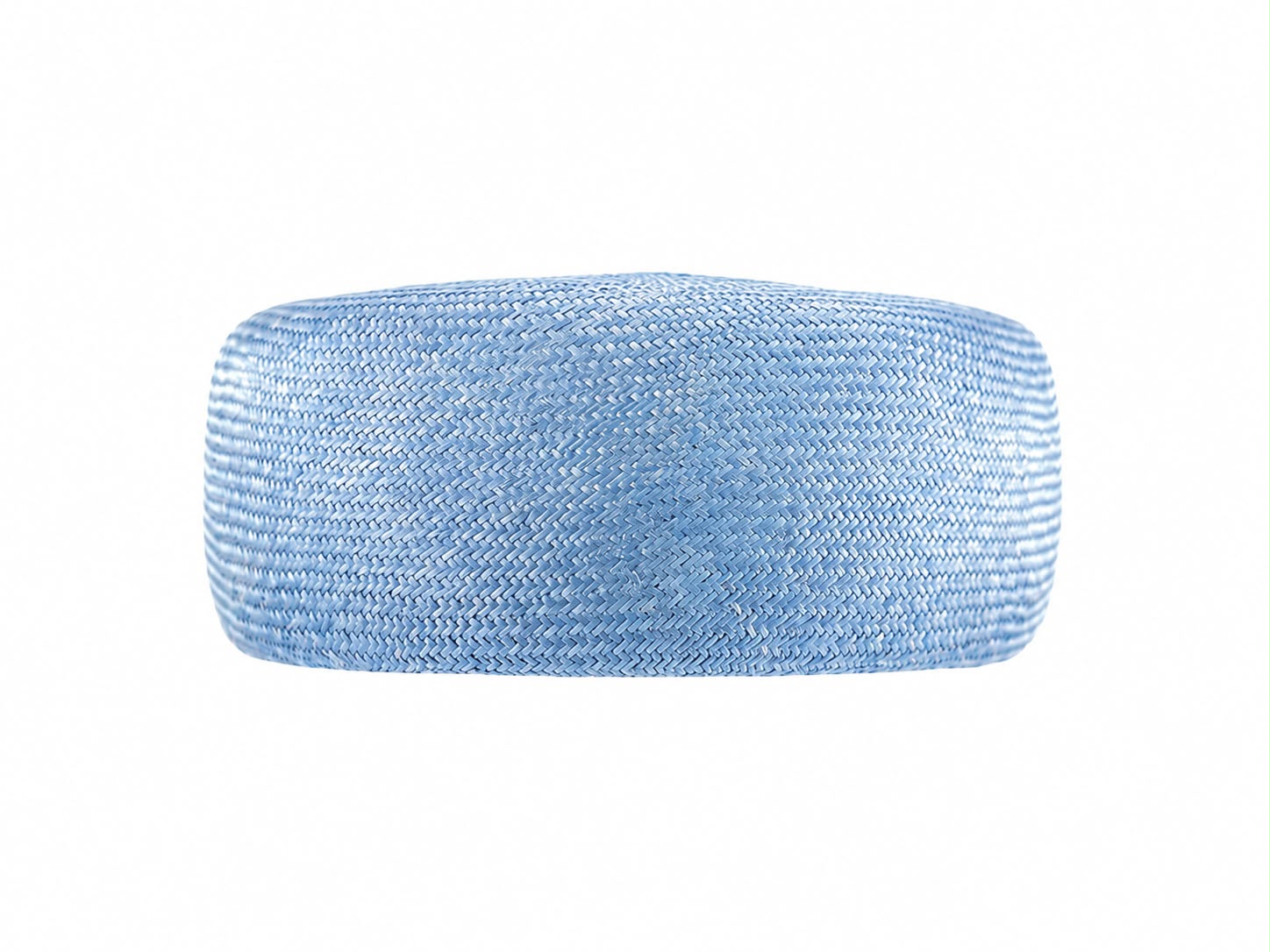 Ice blue parasisal pillbox hat, woven straw crown, Maria Monica London