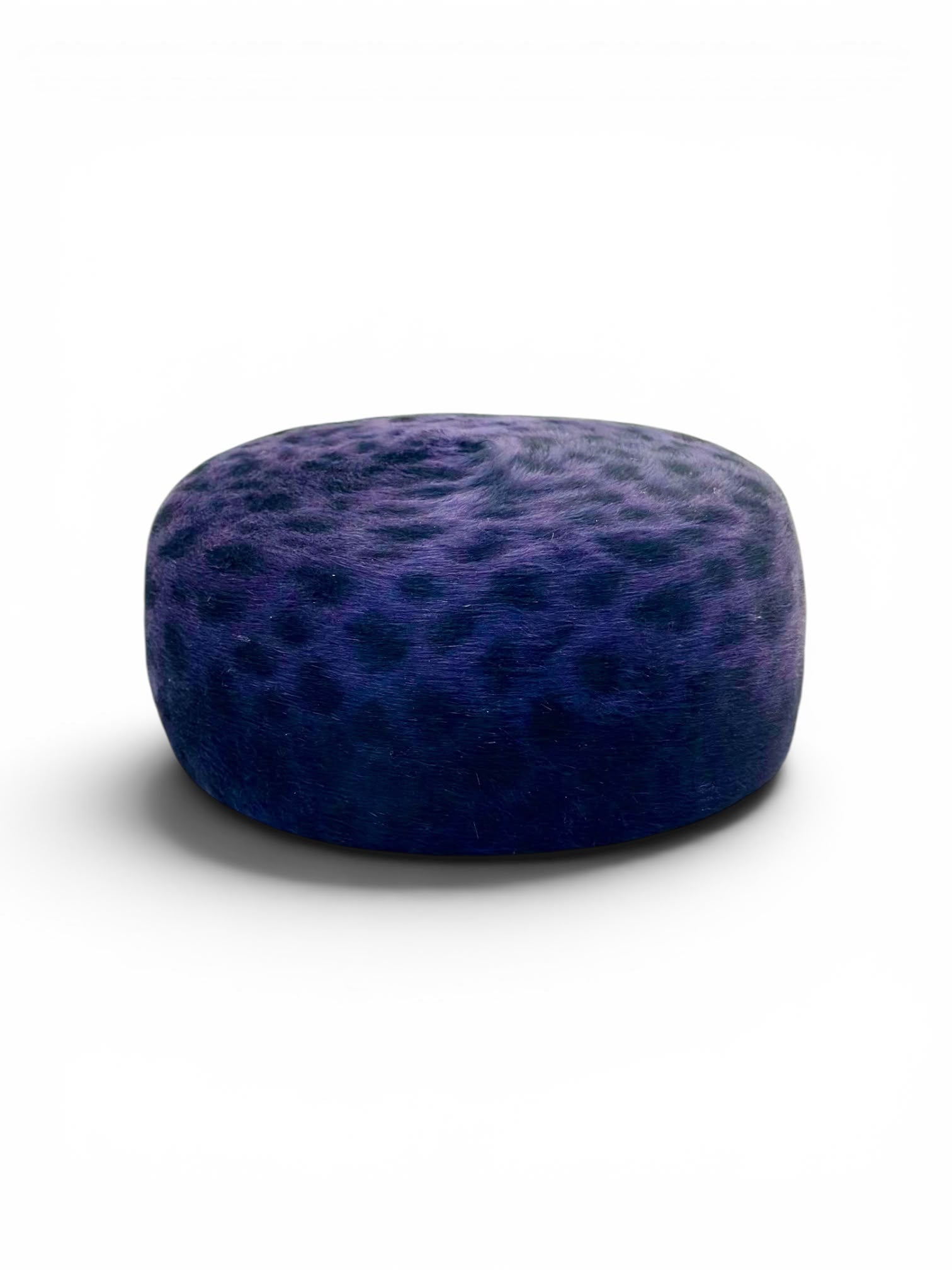 Midnight navy leopard felt pillbox hat, Maria Monica London