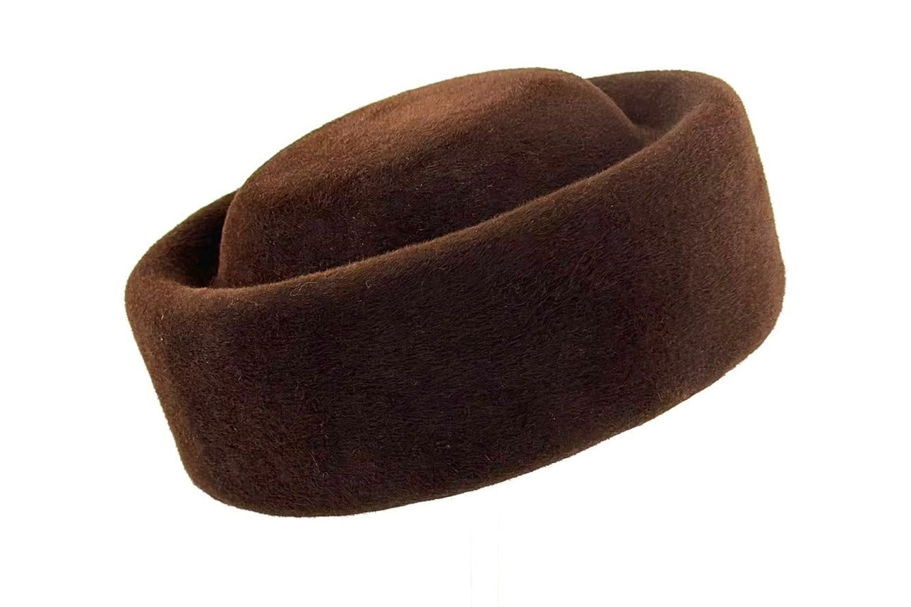 Espresso felt pillbox hat, colour comparison, Maria Monica London