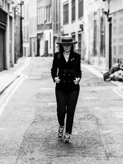 Monika Perlinska at work in her London atelier making a couture occasion hat by hand