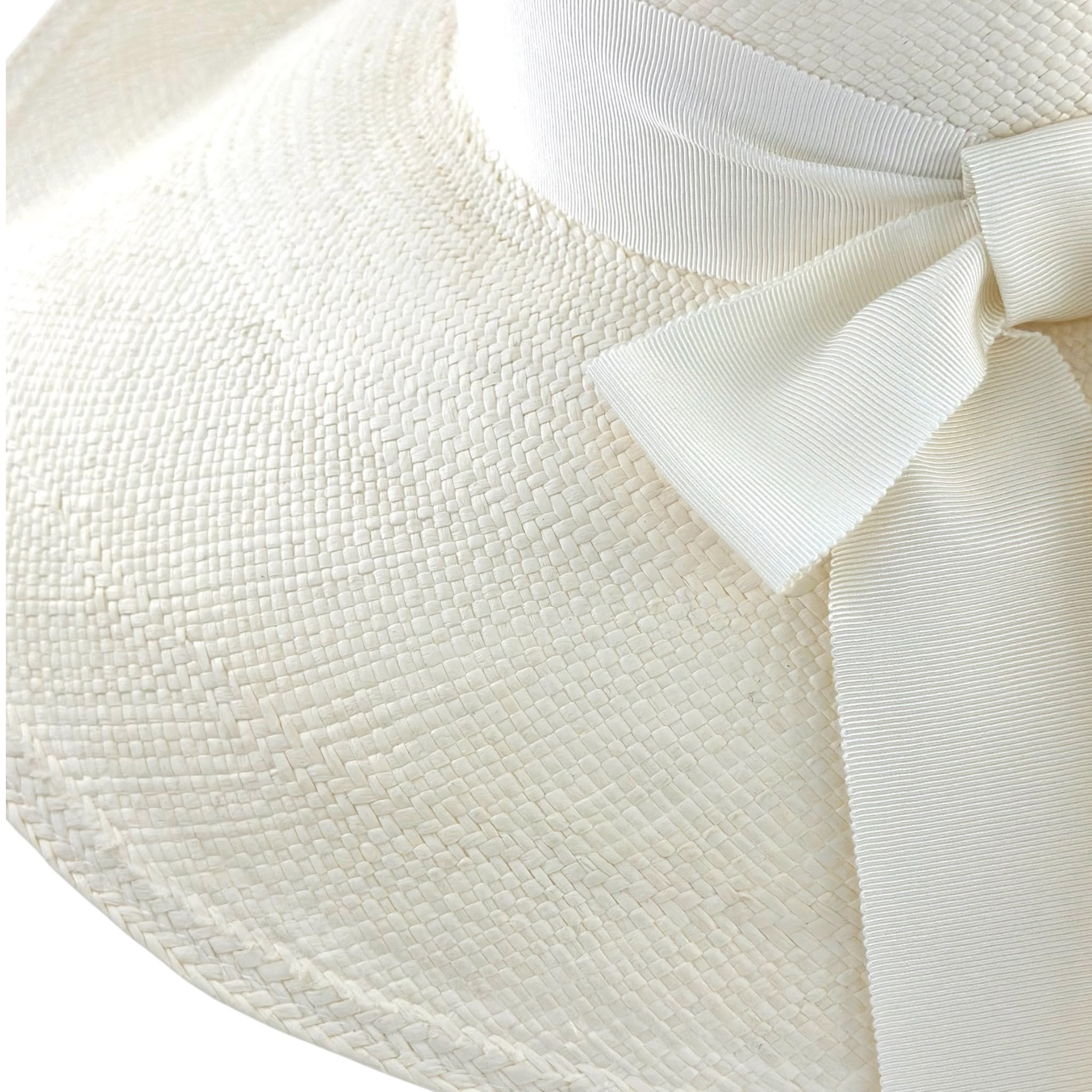 Fine natural Panama straw weave of the Panama Grande, hand blocked in the London atelier