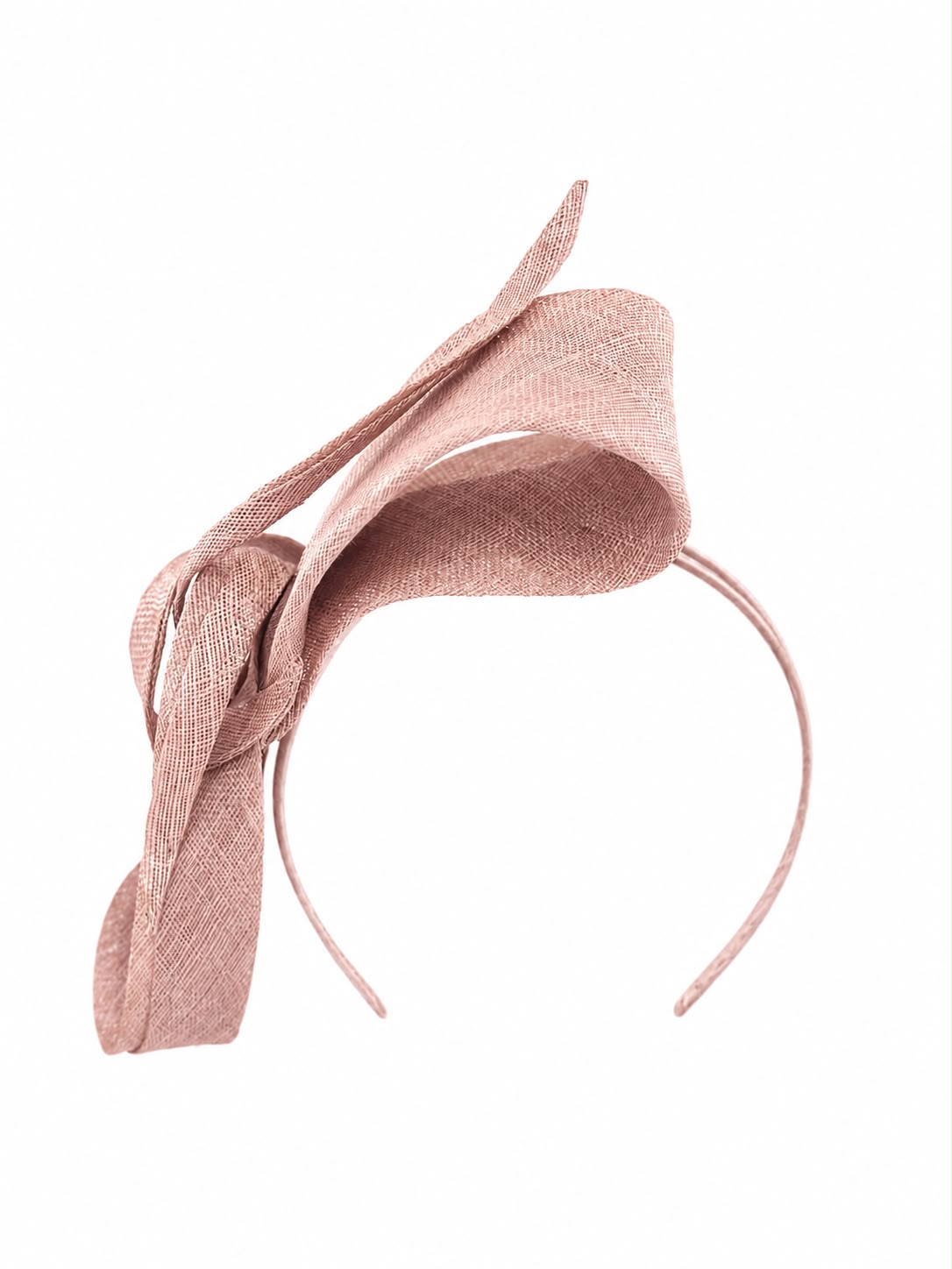 Sculptural bow headband in blush nude pinokpok straw, Maria Monica London